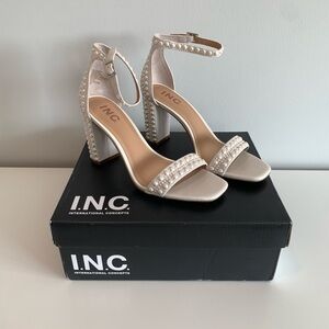 INC International Concepts Pearl Embellished Heels - White